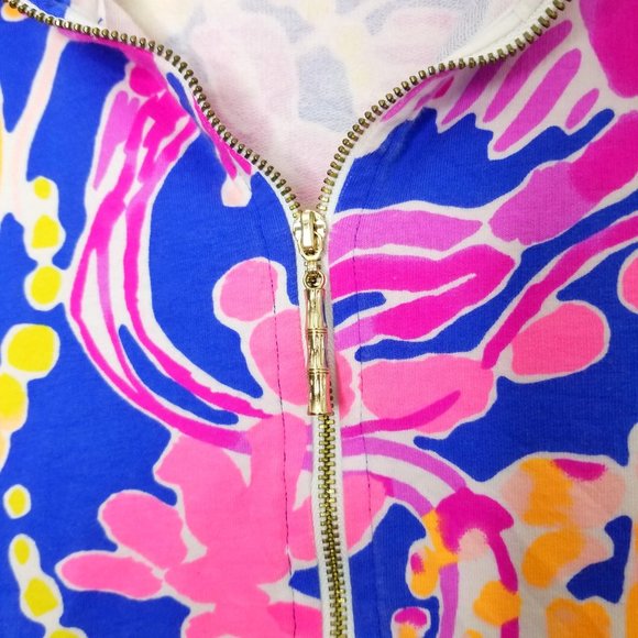 LILLY PULITZER Pink Blue UPF 50+ Skipper Printed Popover Sweater - Picture 6 of 11